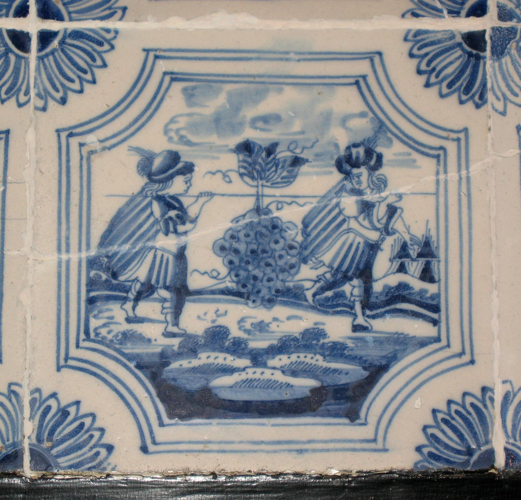 1969.4724.012 Delft tile mounted in table 1958.1507