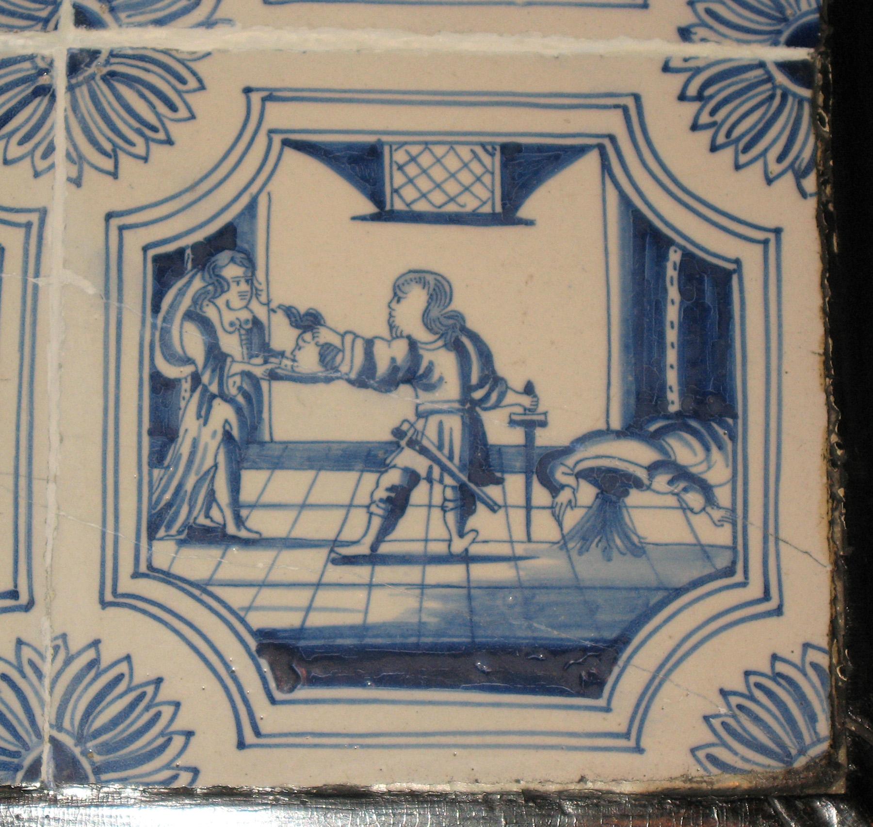 1969.4724.015 Delft tile mounted in table 1958.1507