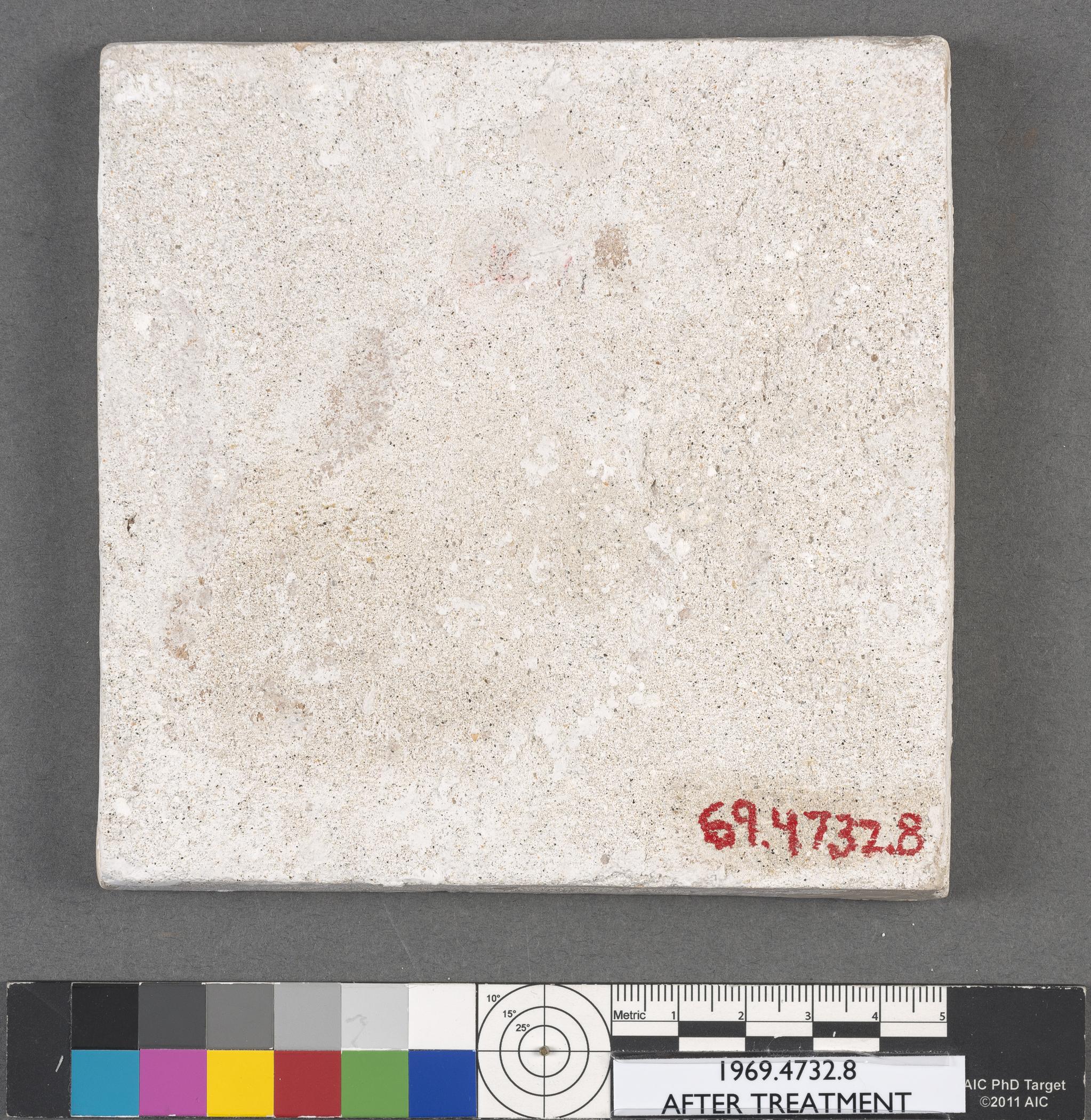 1969.4732.008 Tile, view 2, reverse, after conservation treatment