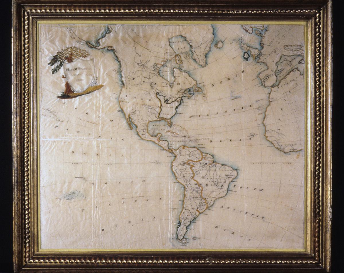1957.0552 A, B Textile, needlework and Frame
