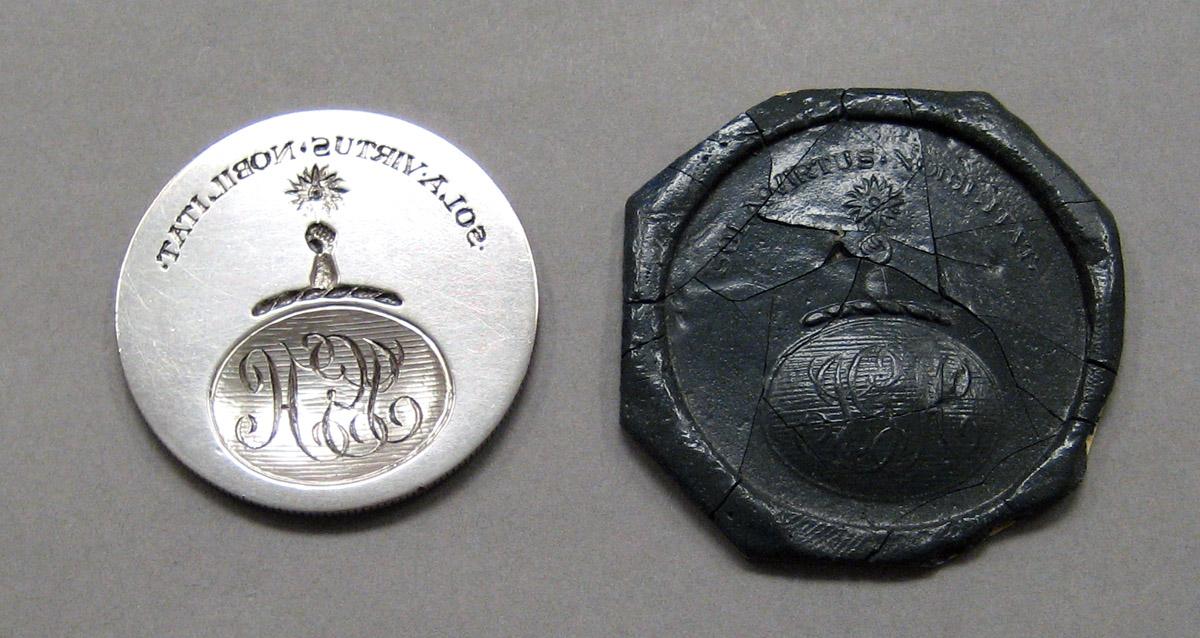 1970.0100 A, B Silver Seal and wax imprint