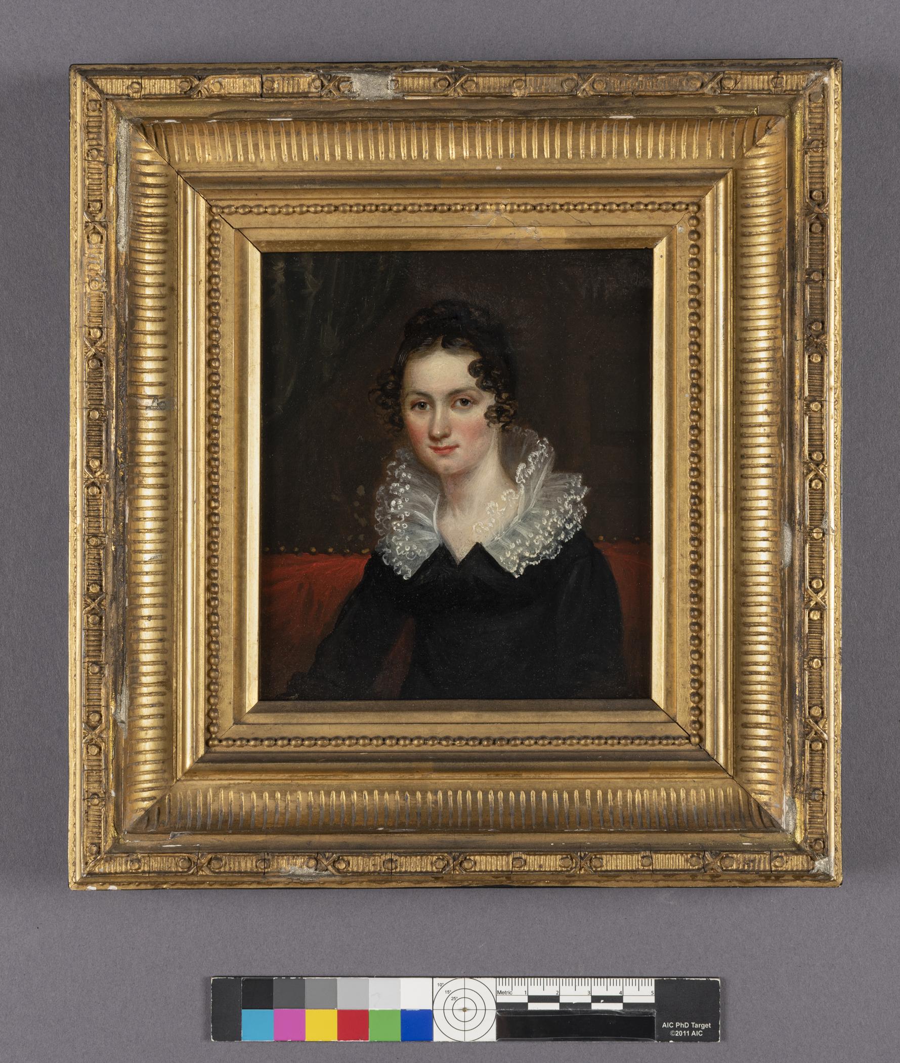 1957.0583 A Painting, B Frame, C Backboard, view 1