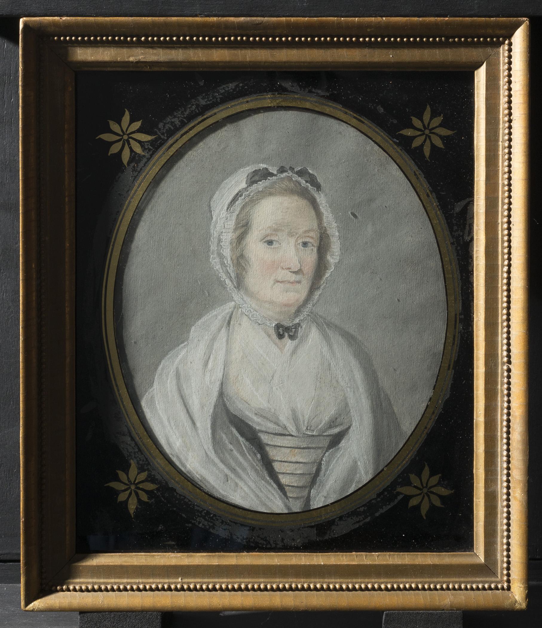 1957.0608 A Pastel, B Glass, C Frame, view 2, raking light