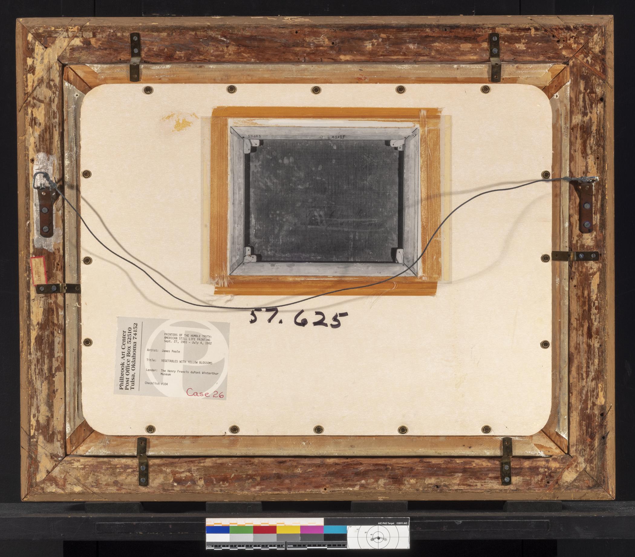 1957.0625 Painting, 1964.2136 Frame, view 2, reverse