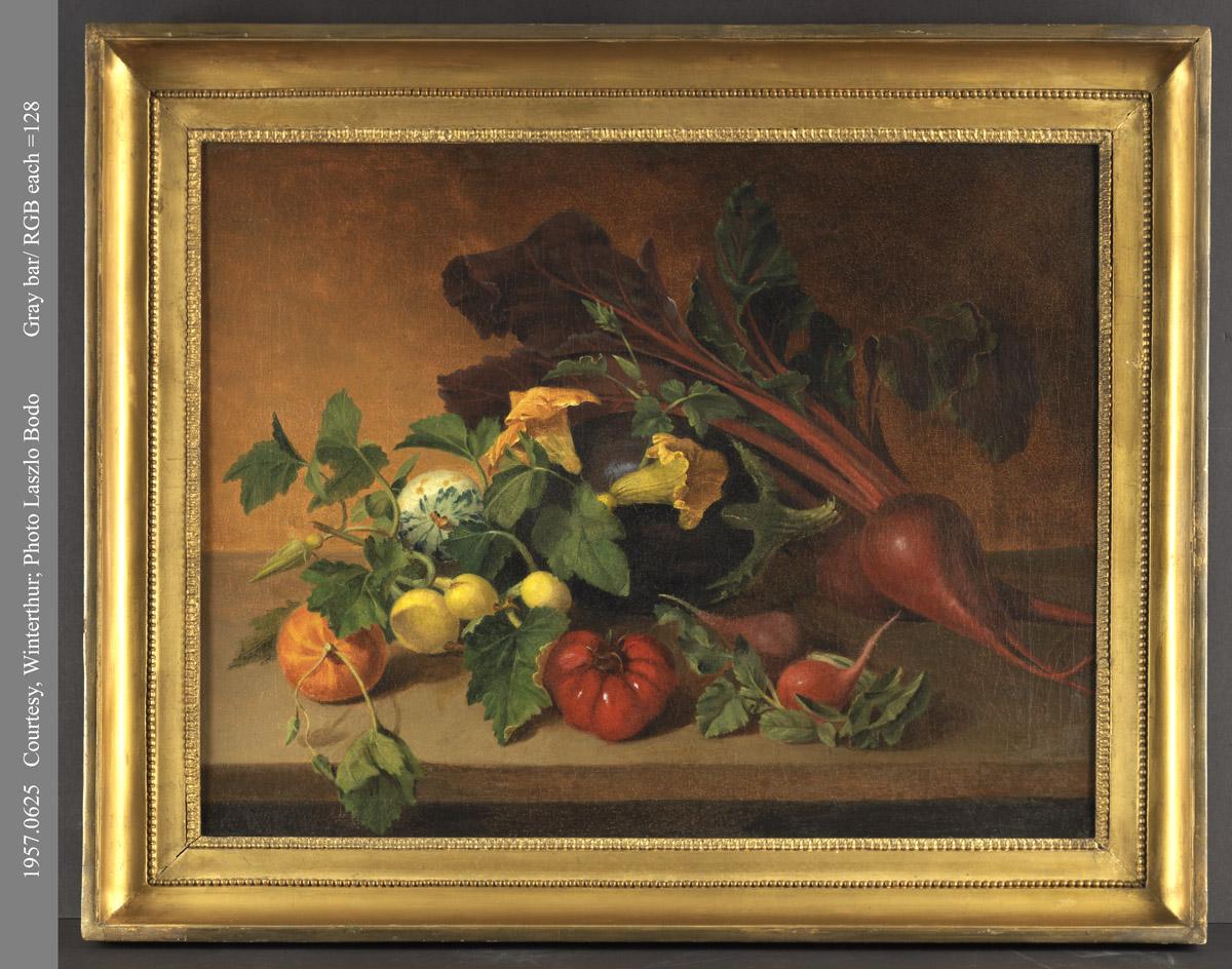 1957.0625 Painting, 1964.2136 Frame, view 3