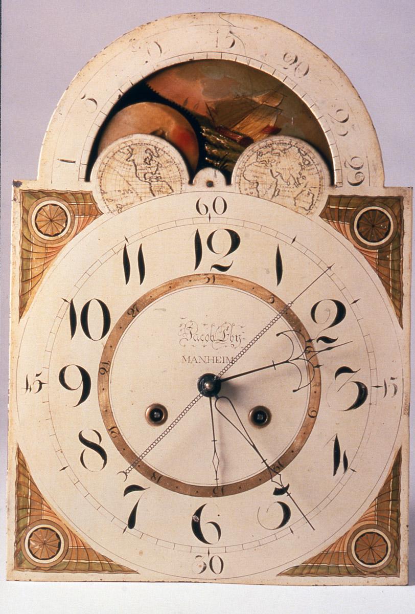 1957.0627 Clock, Tall clock (detail)