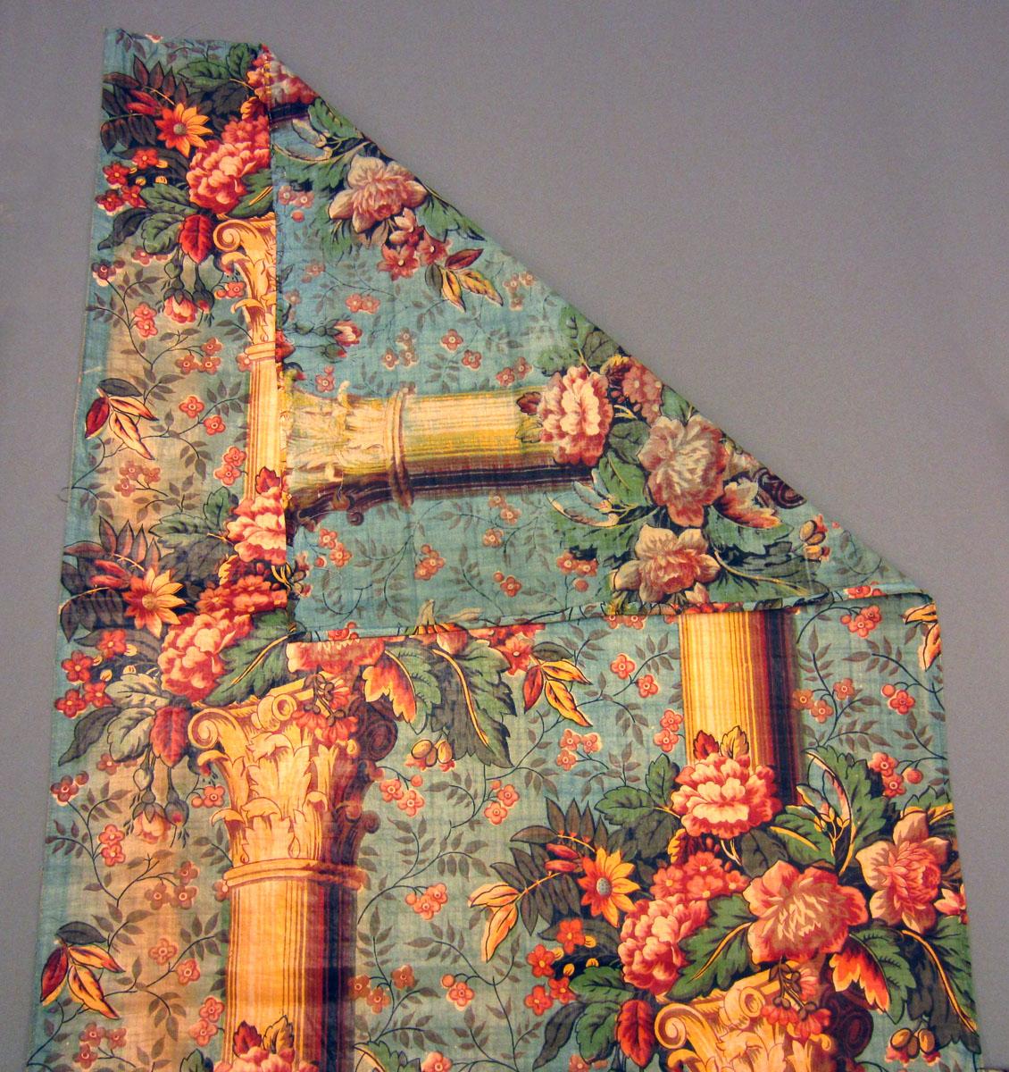 1970.0235 Textile, printed partial folded corner