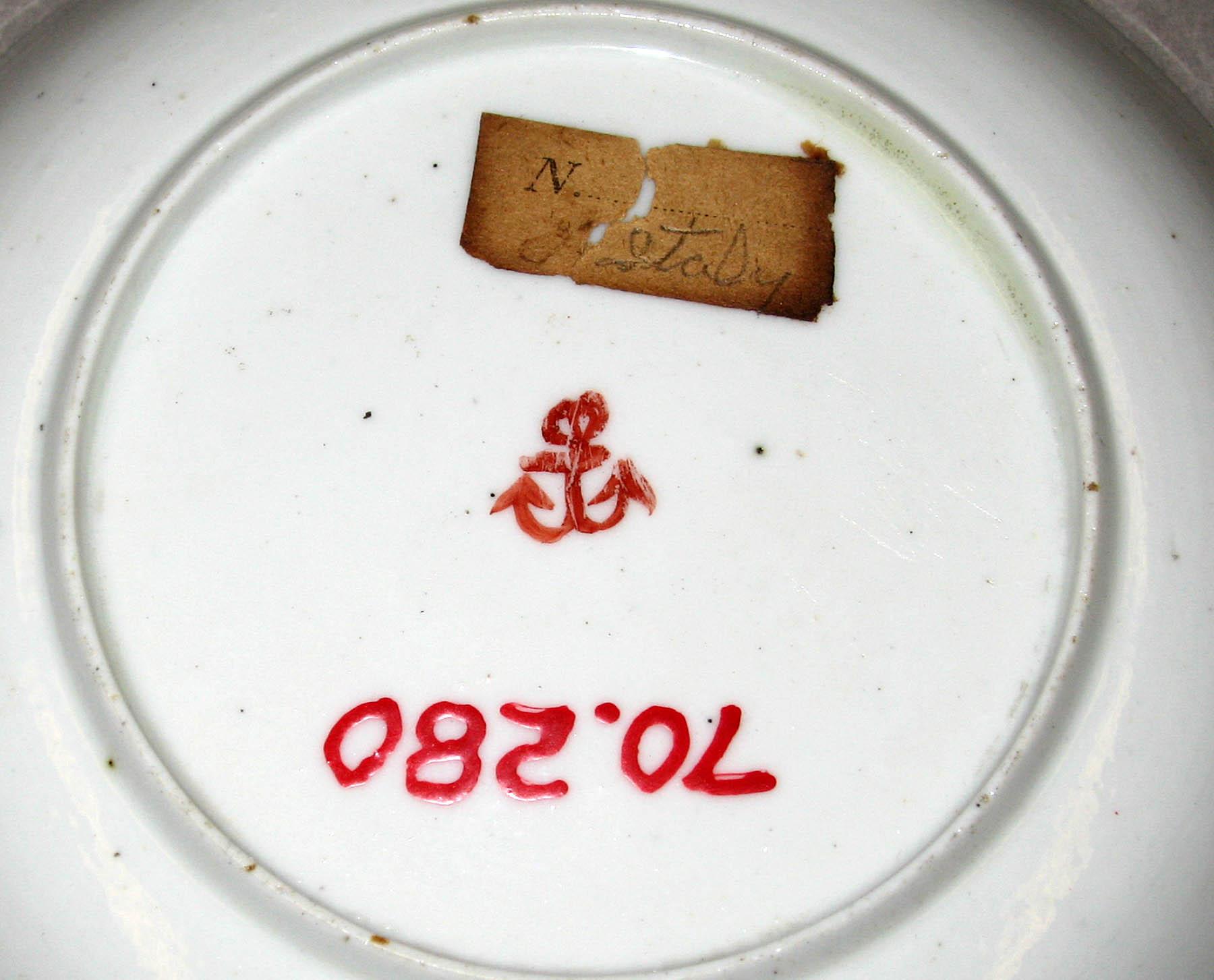 1970.0280 Cozzi porcelain saucer (underside)