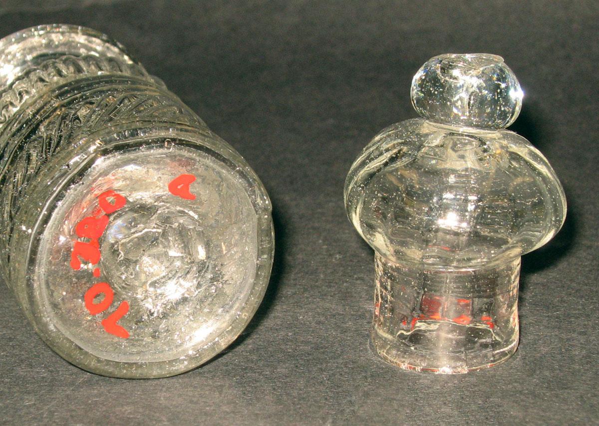 1970.0380 A, B Glass mustard bottle (detail)