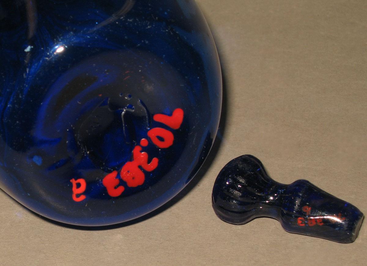 1970.0383 A, B Glass bottle and stopper (detail)