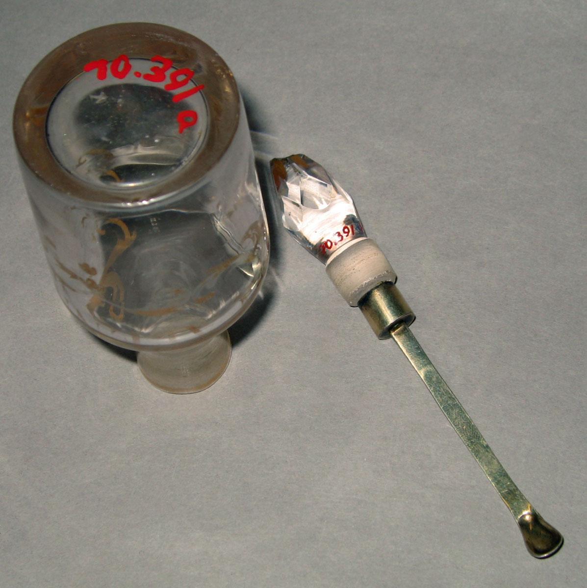 1970.0391 A, B Colorless glass spice bottle (detail)