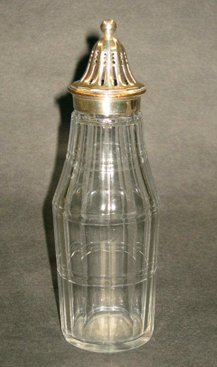 1970.0402 B, D Glass castor with silverplate on copper cap