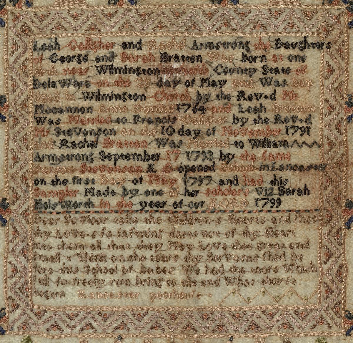 1957.0671 A Needlework Sampler, Detail