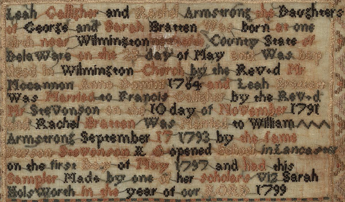 1957.0671 A Needlework Sampler, Detail 2