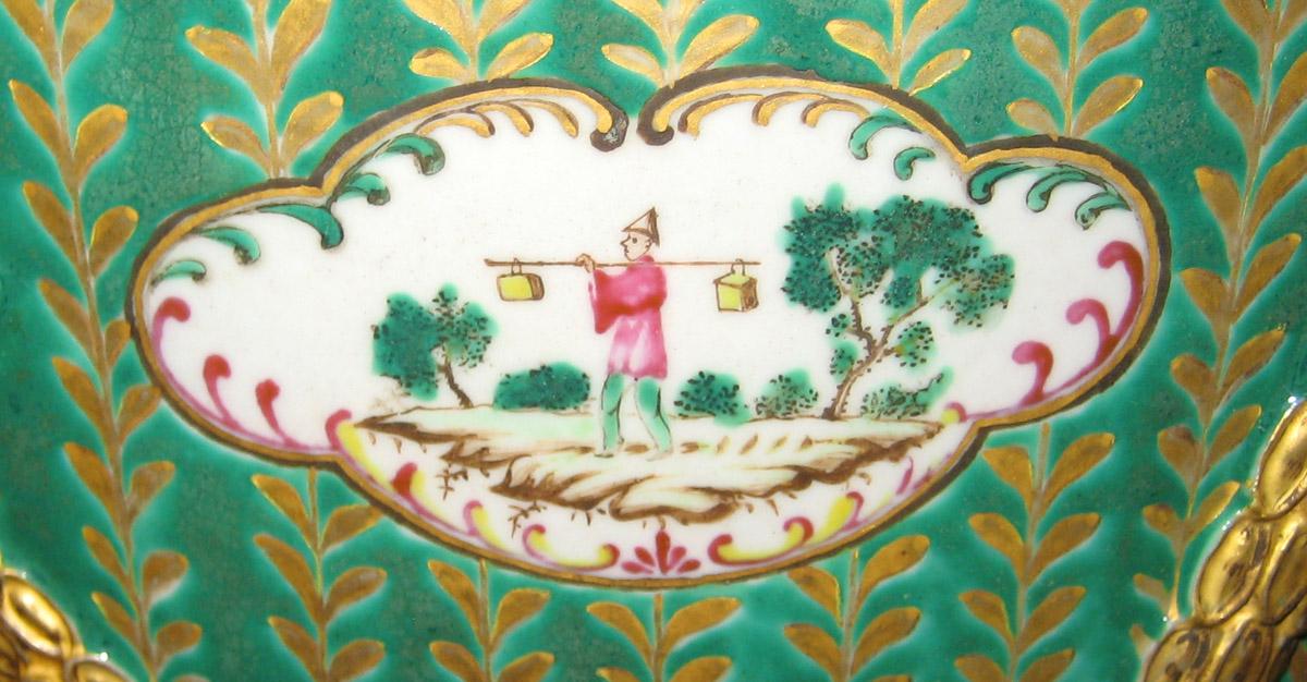 1970.0786.001 A, B Porcelain Urn detail 1