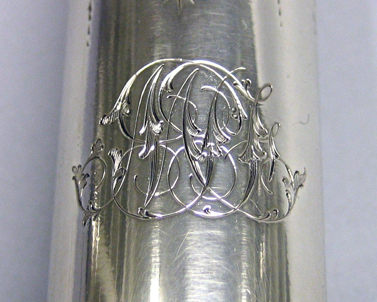 1970.1124.001 Silver Flower Container engraving