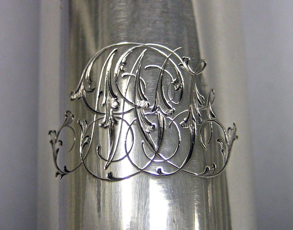 1970.1124.002 Silver Flower Container engraving