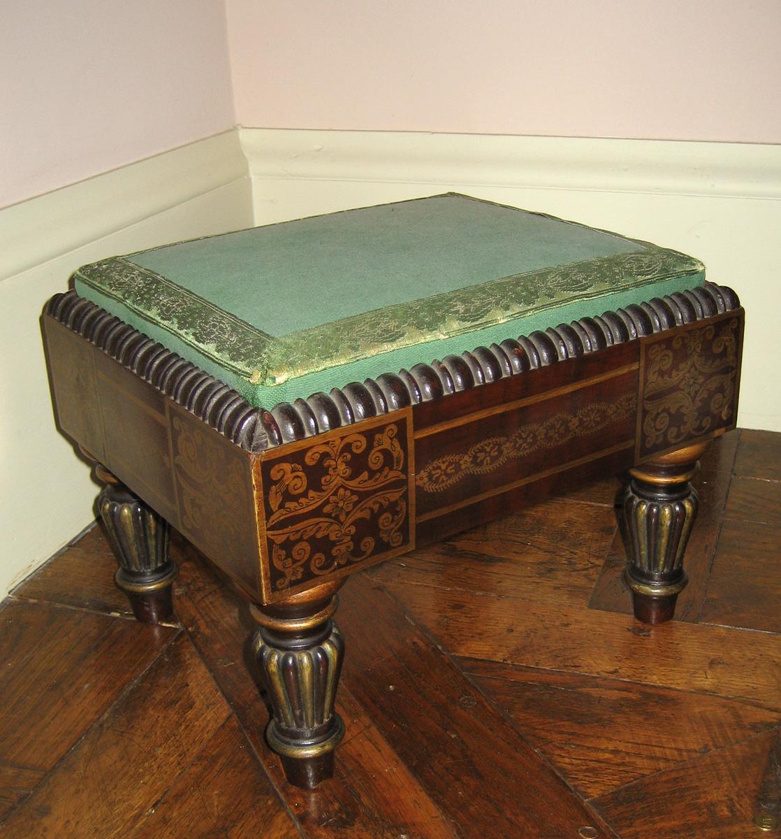 1957.0757.001 Foot Stool and 1984.0625.001 slip seat view 1
