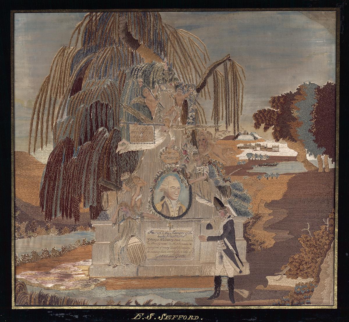 1957.0783 A,B Needlwork Picture and Glass