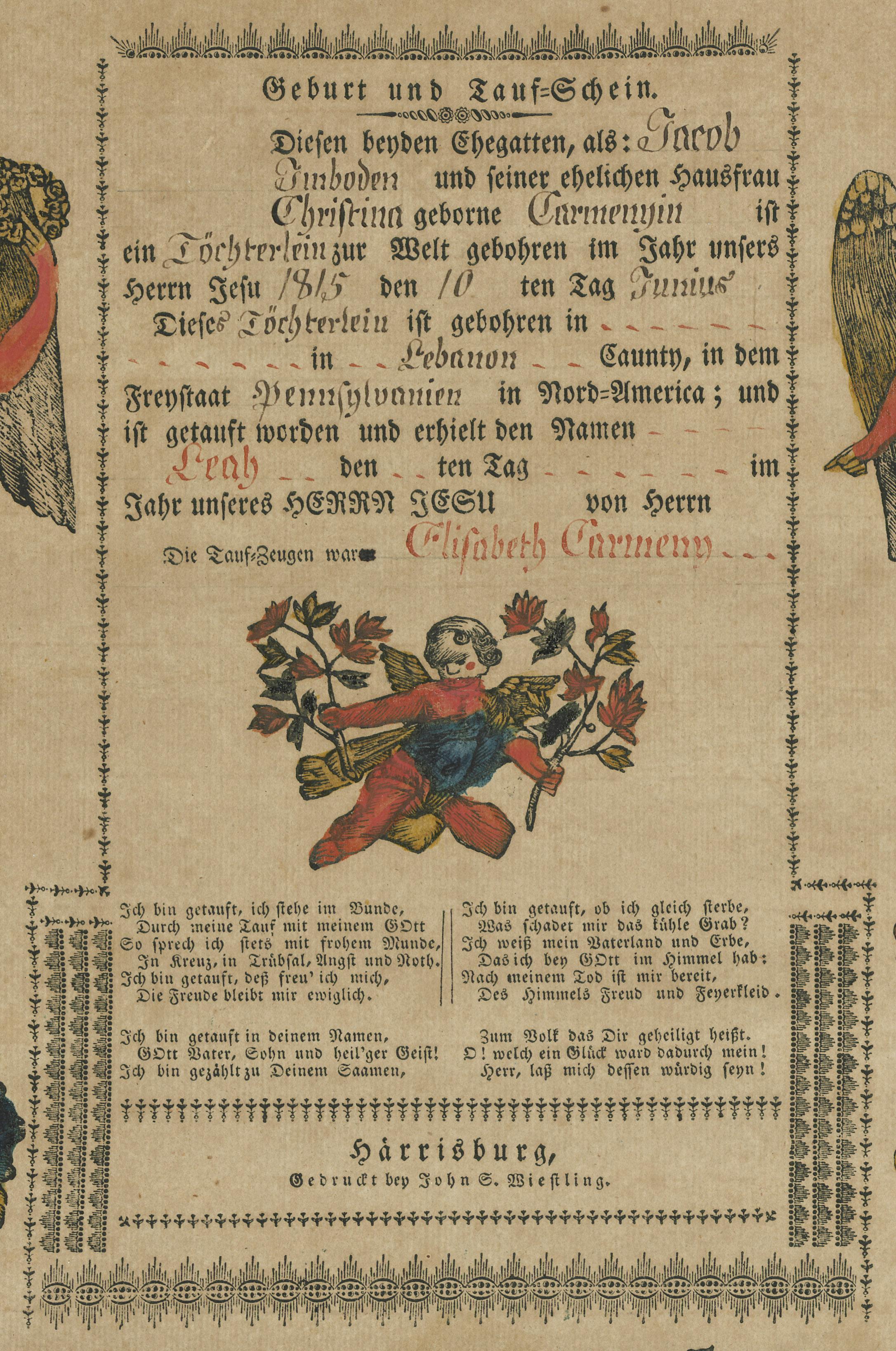 1971.0136 Fraktur, detail 1