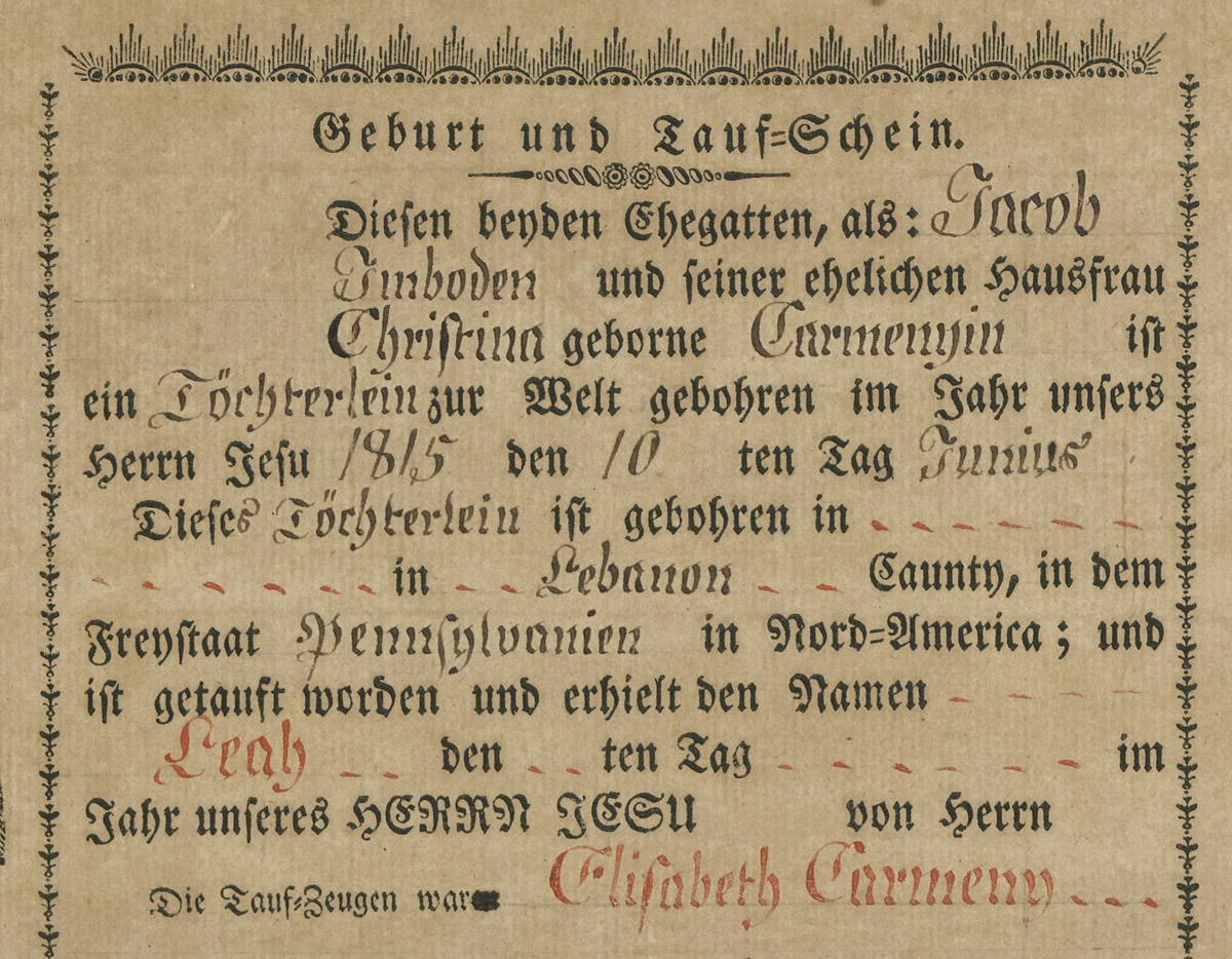 1971.0136 Fraktur, detail 2