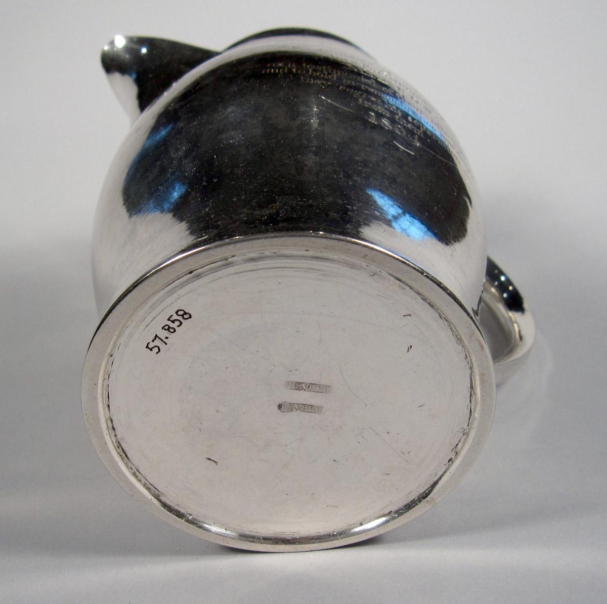 1957.0858 Silver Pitcher underside