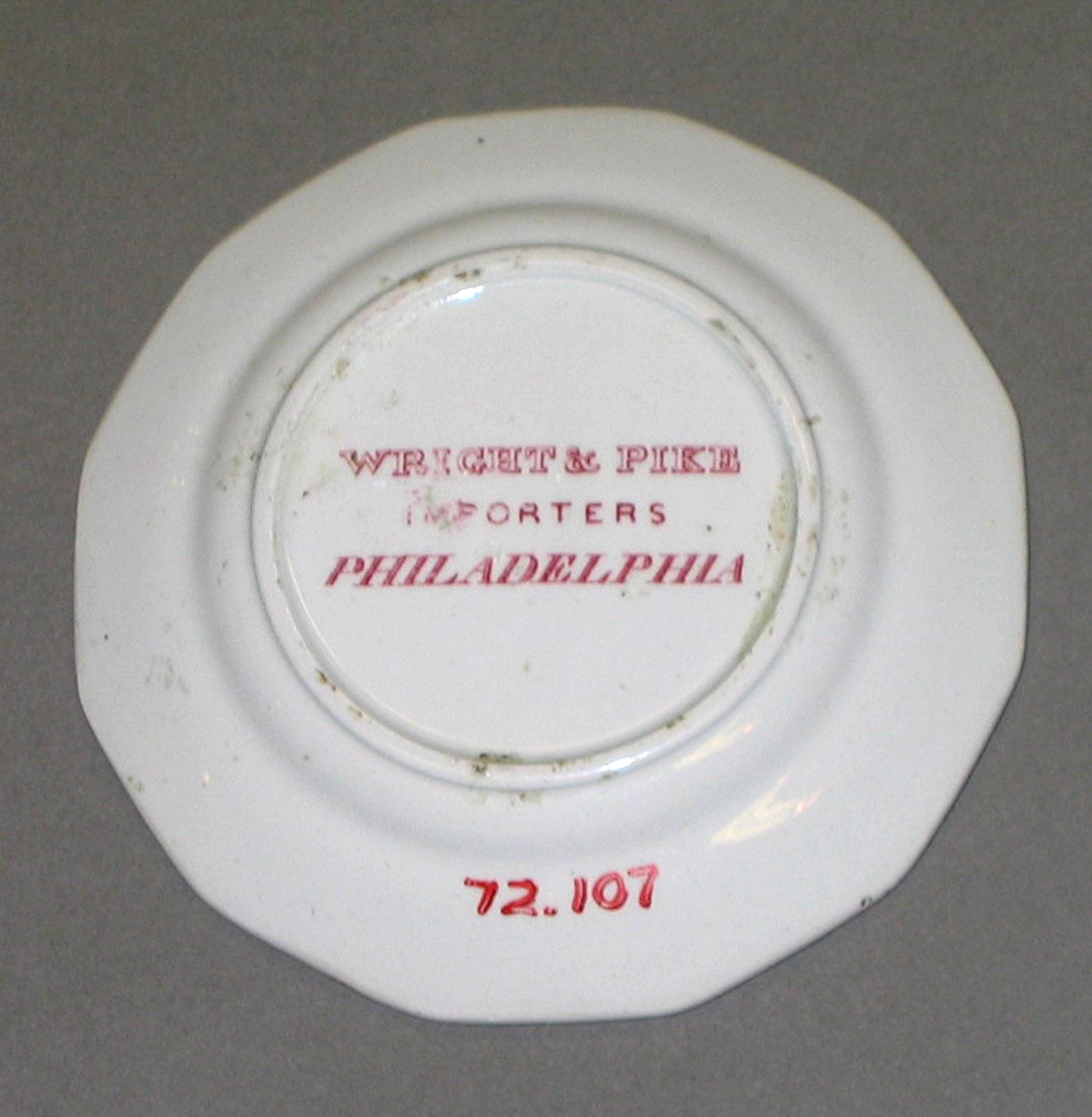 1972.0107 Wright & Pike advert plate (mark)