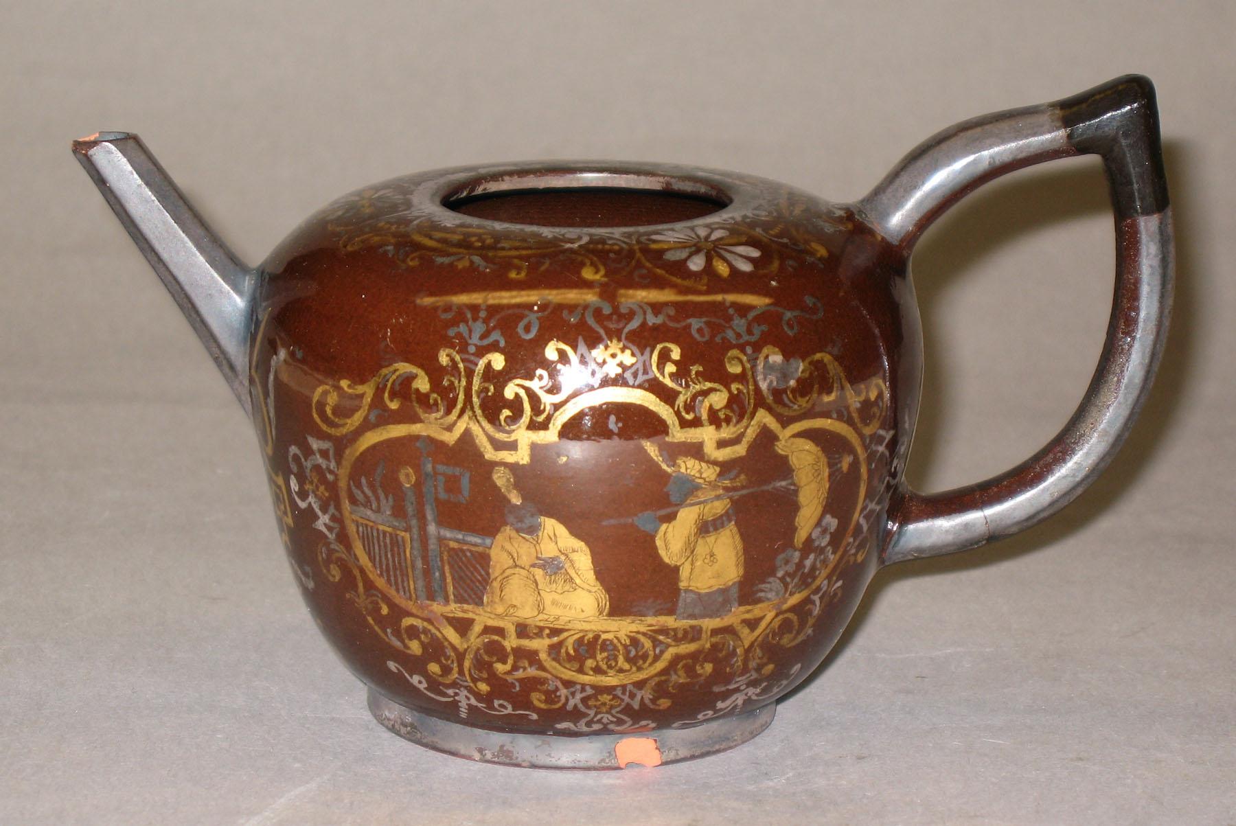 1972.0349 A, B Lead-glazed redware teapot
