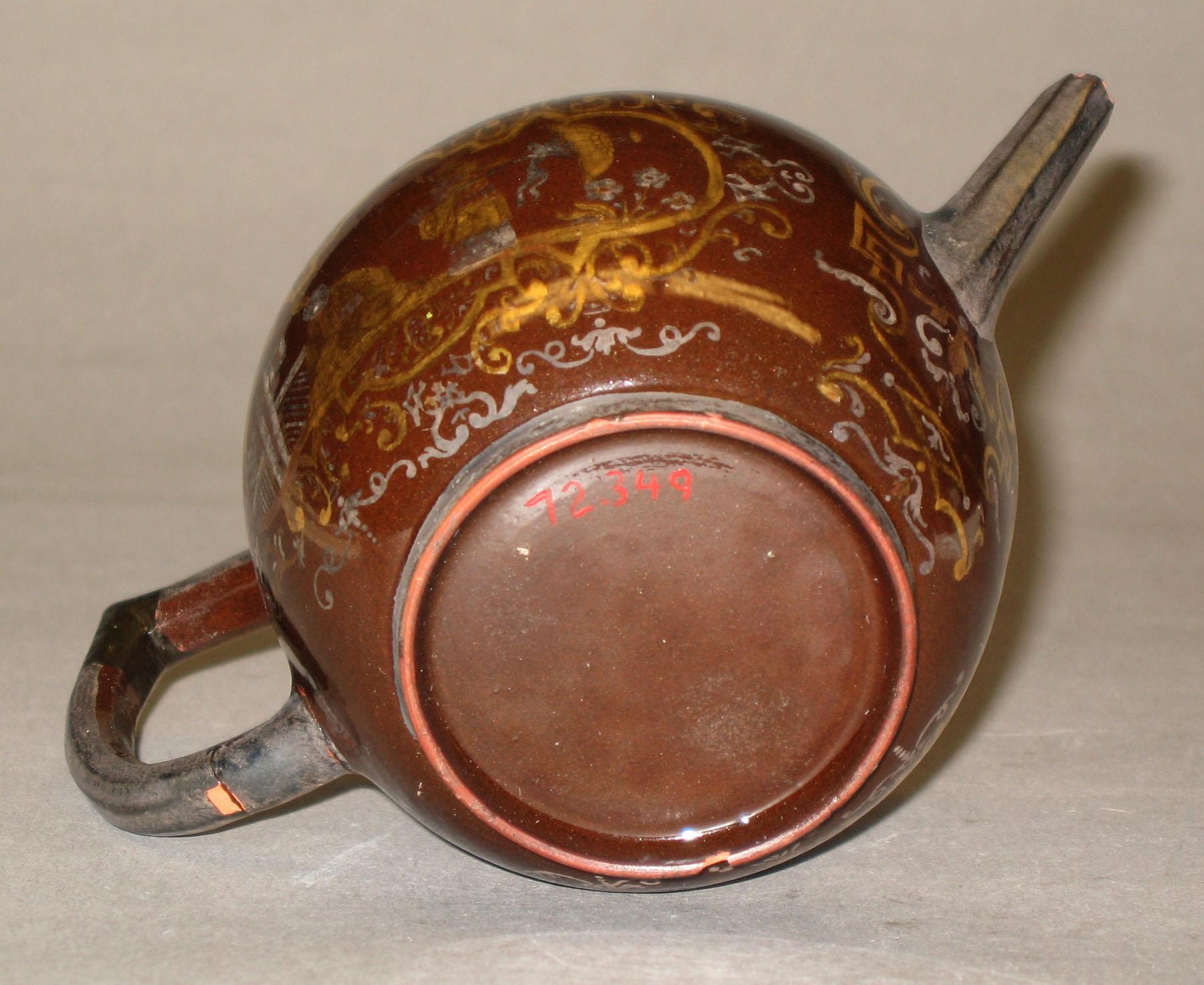 1972.0349 A, B Lead-glazed redware teapot (bottom))