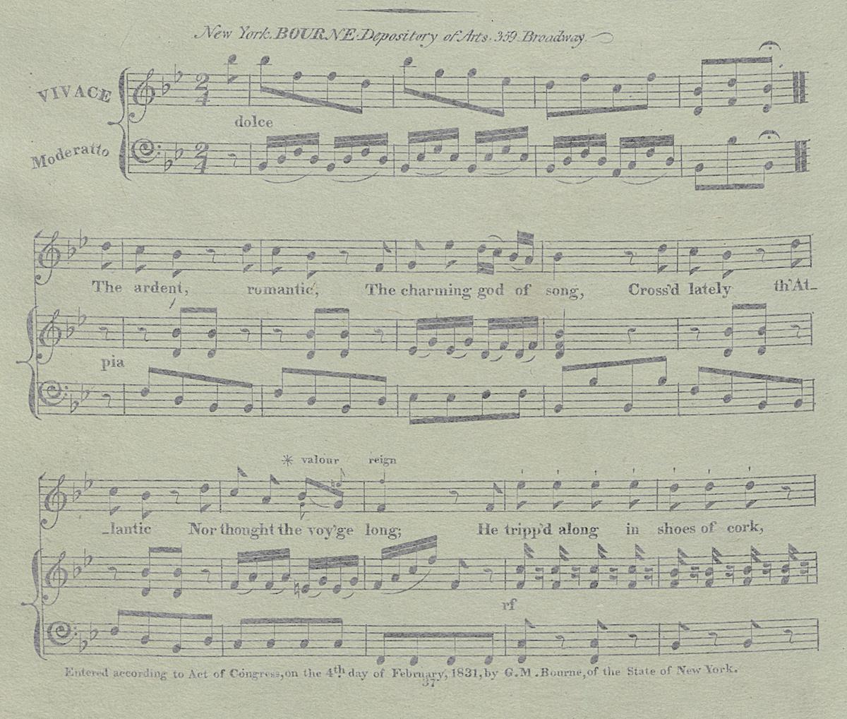 1973.0022 Sheet Music Page 1, Detail