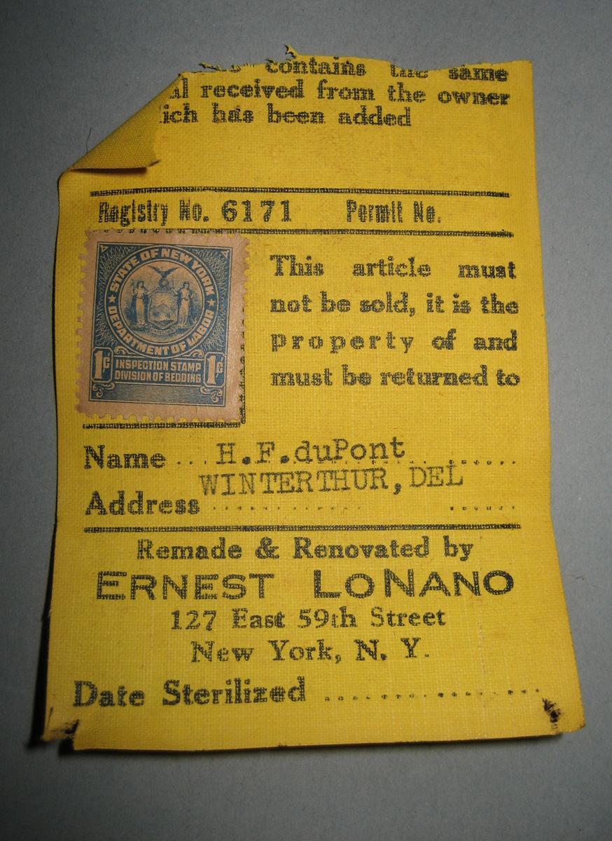 1957.0929 Lolling chair tag