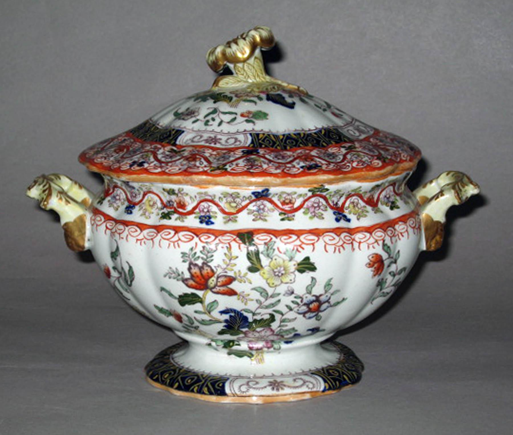 1973.0302.002 A, B Mason's ironstone sauce tureen and cover