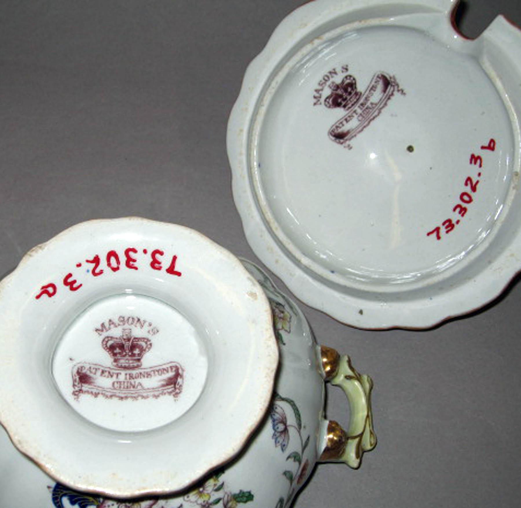 1973.0302.003 A, B Mason's ironstone sauce tureen (underside)