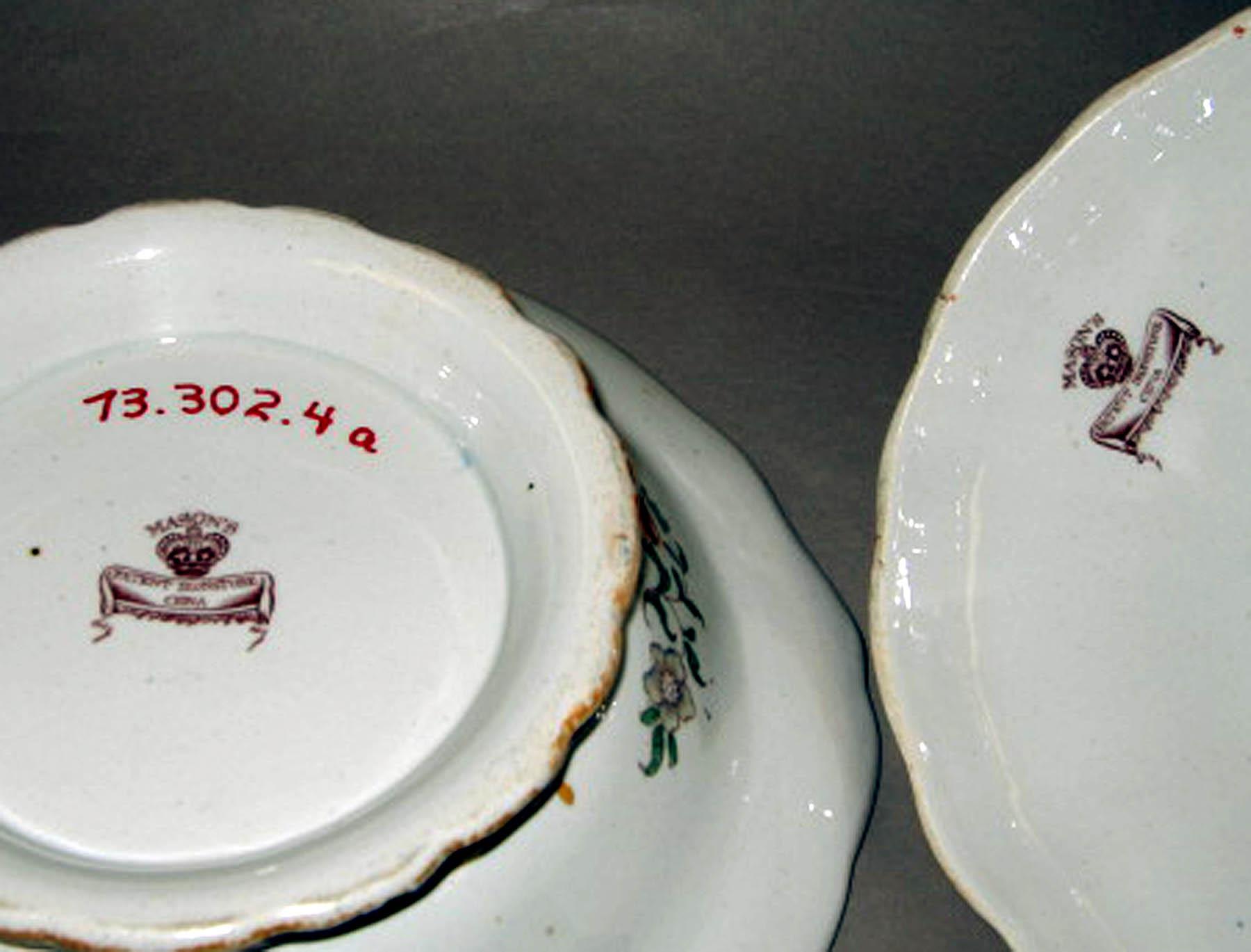 1973.0302.004 A, B Mason's ironstone dish and cover (marks)