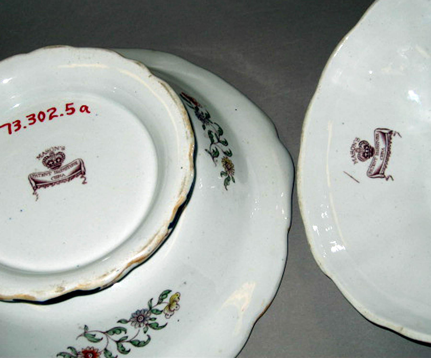 1973.0302.005 A, B Mason's ironstone dish (marks)