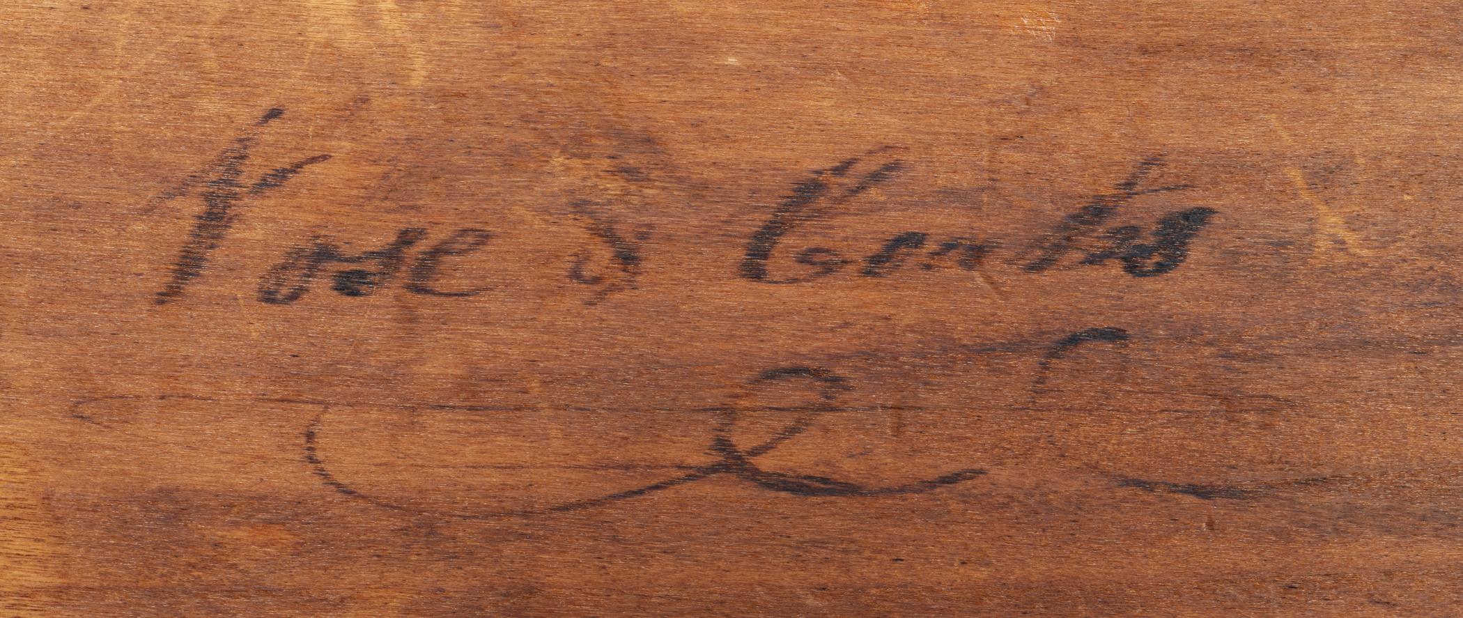 1957.0983 Table, detail 5, tray, reverse, inscription