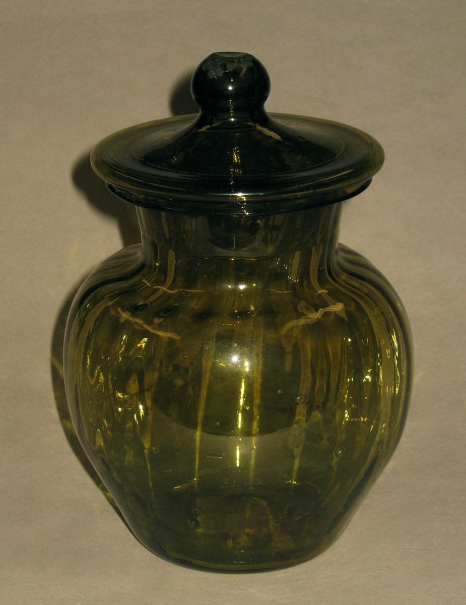 1973.0482.001 A, B Glass covered jar
