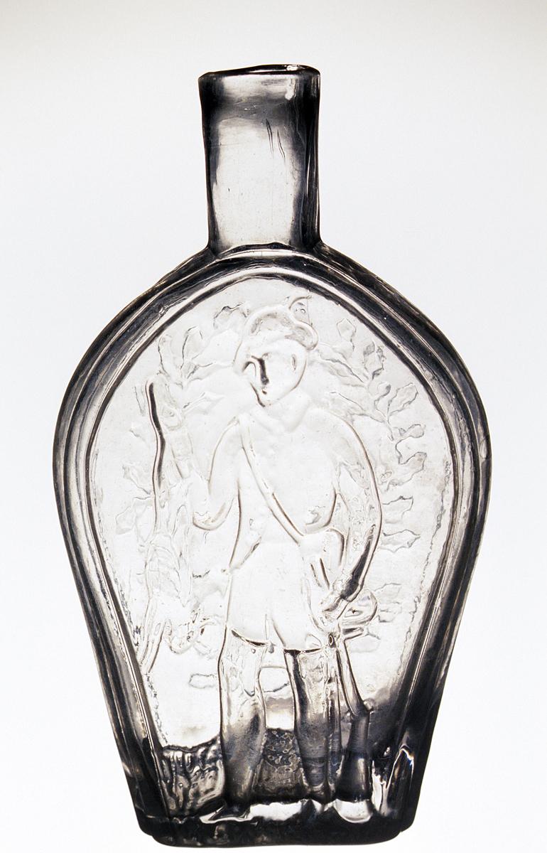 1974.0018 Glass pictorial flask