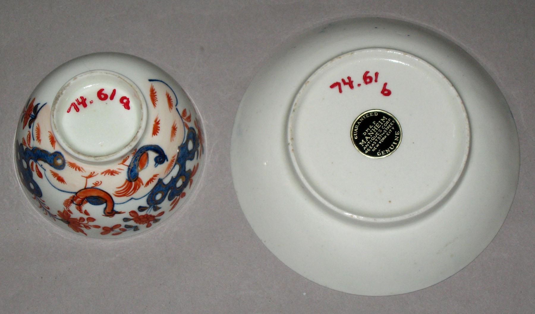 1974.0061 A, B Porcelain teabowl and saucer (bottoms)