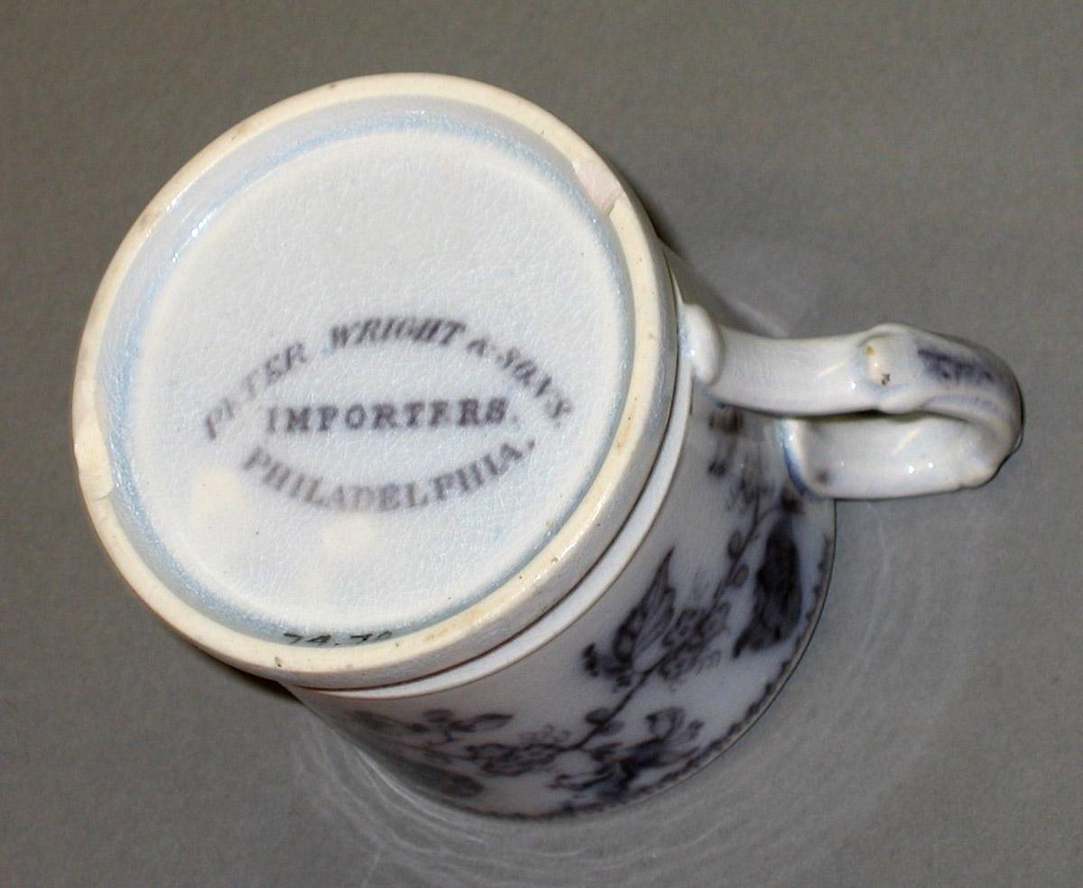 1974.0070 Pearlware Wright & Sons mug (mark)