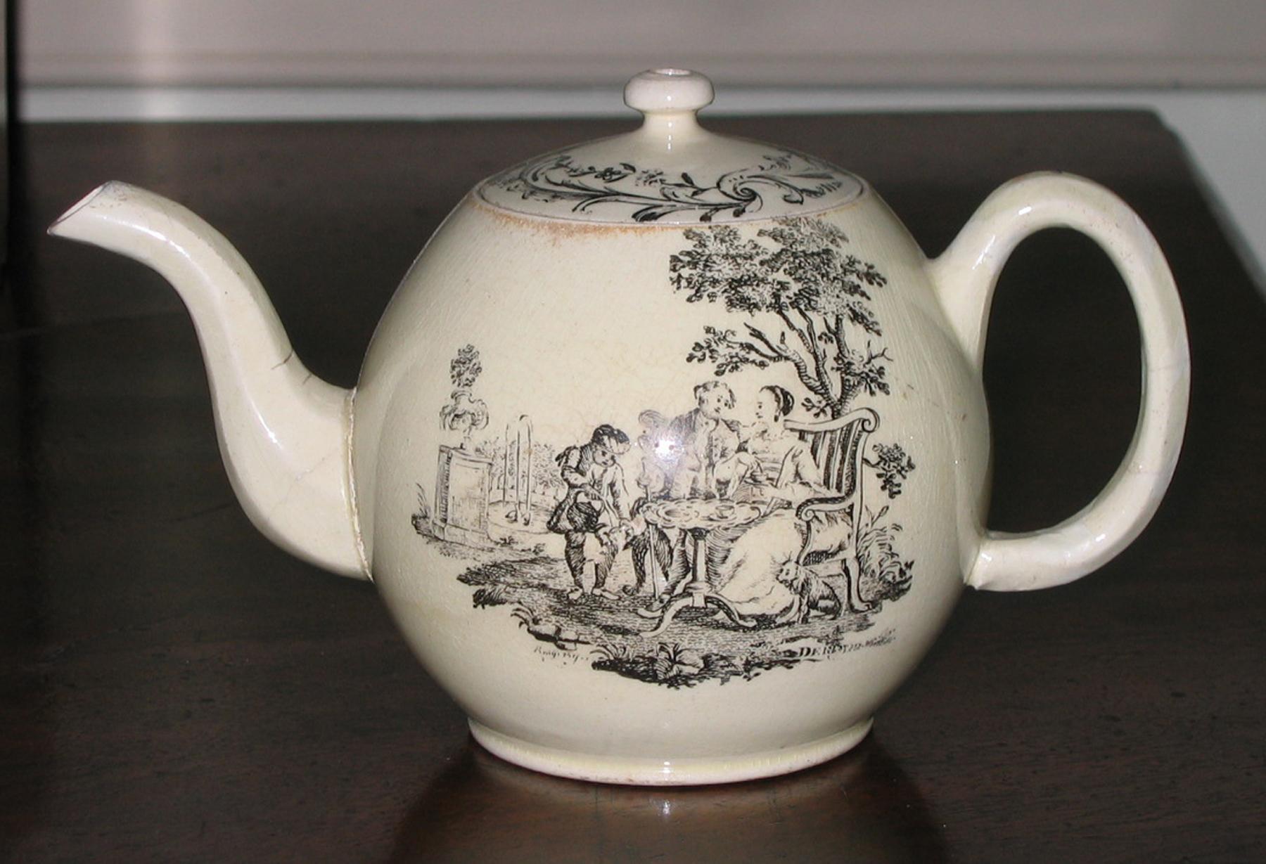 1974.0198 Creamware Tea Party teapot