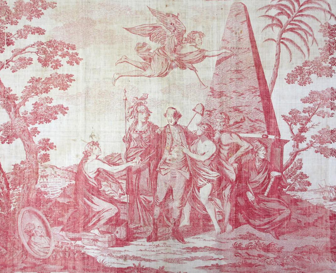 T113 red textile, printed design repeat