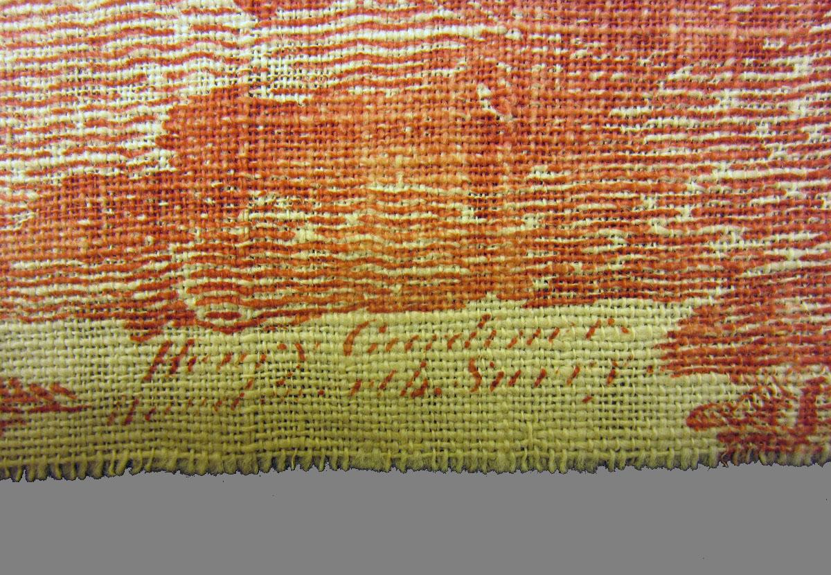 1952.0306.003 textile, printed inscription