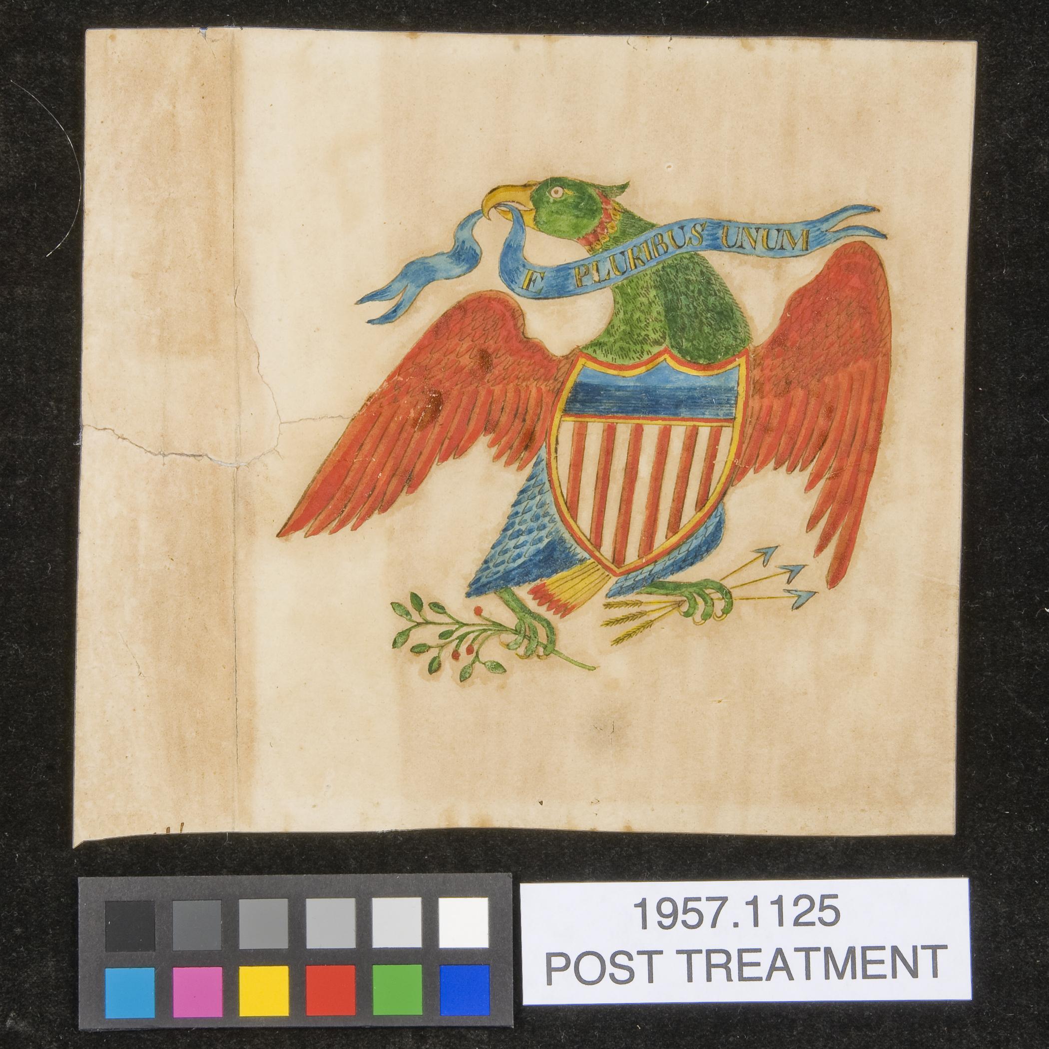 1957.1125 Drawing, view 2, after conservation treatment