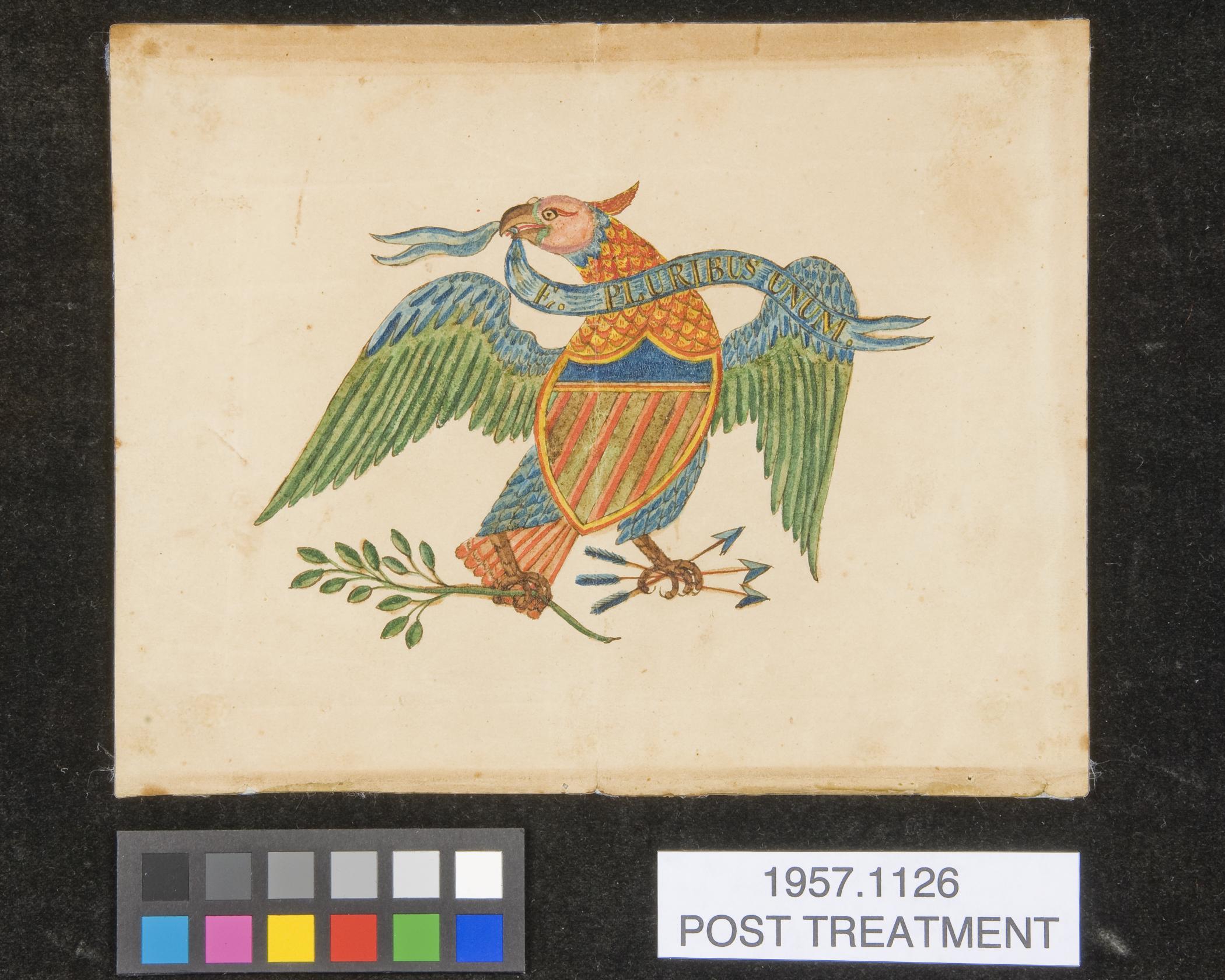 1957.1126 Drawing, view 2, after conservation treatment