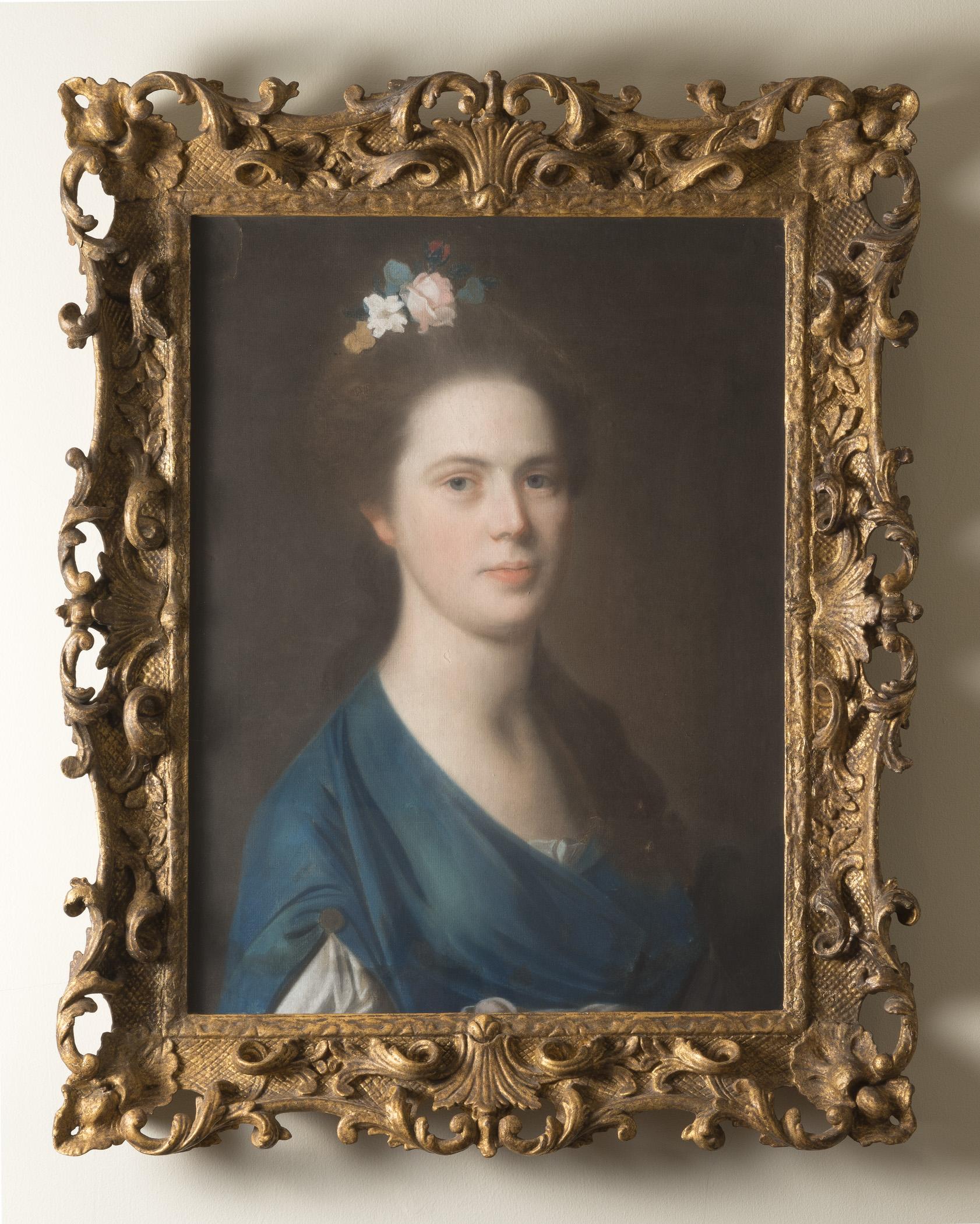 1957.1128 A Pastel, B Frame, view 2, raking light