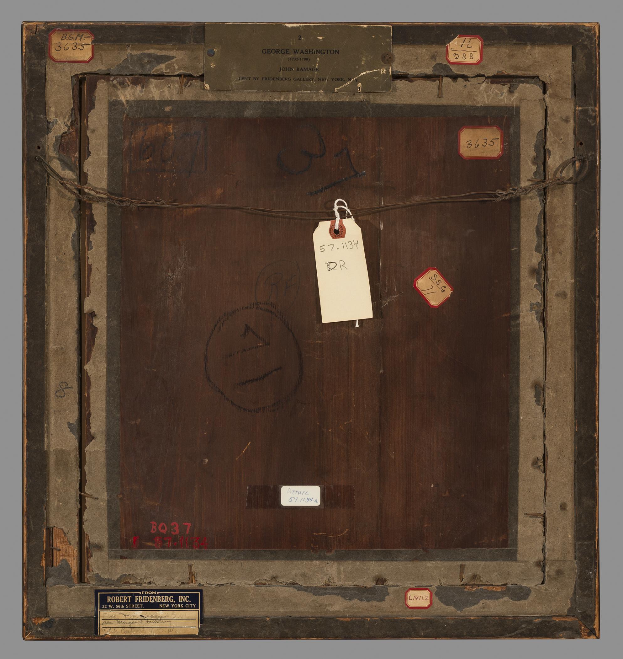 1957.1134 B, C Frame and backboard, view 1, reverse