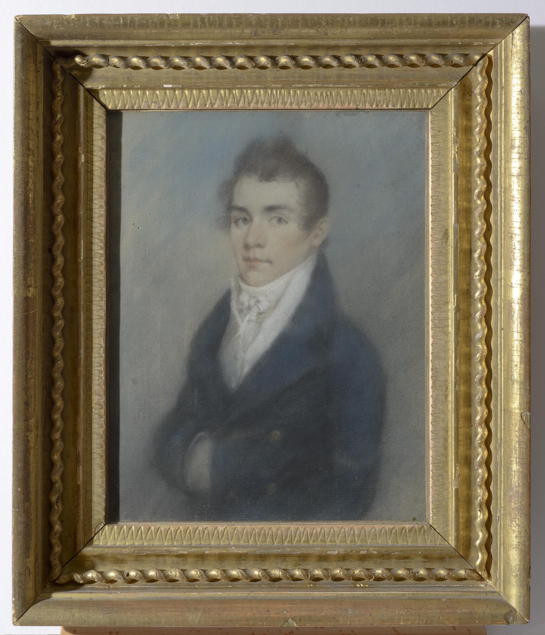 1957.1136 A Pastel, B Frame, view 2, raking light