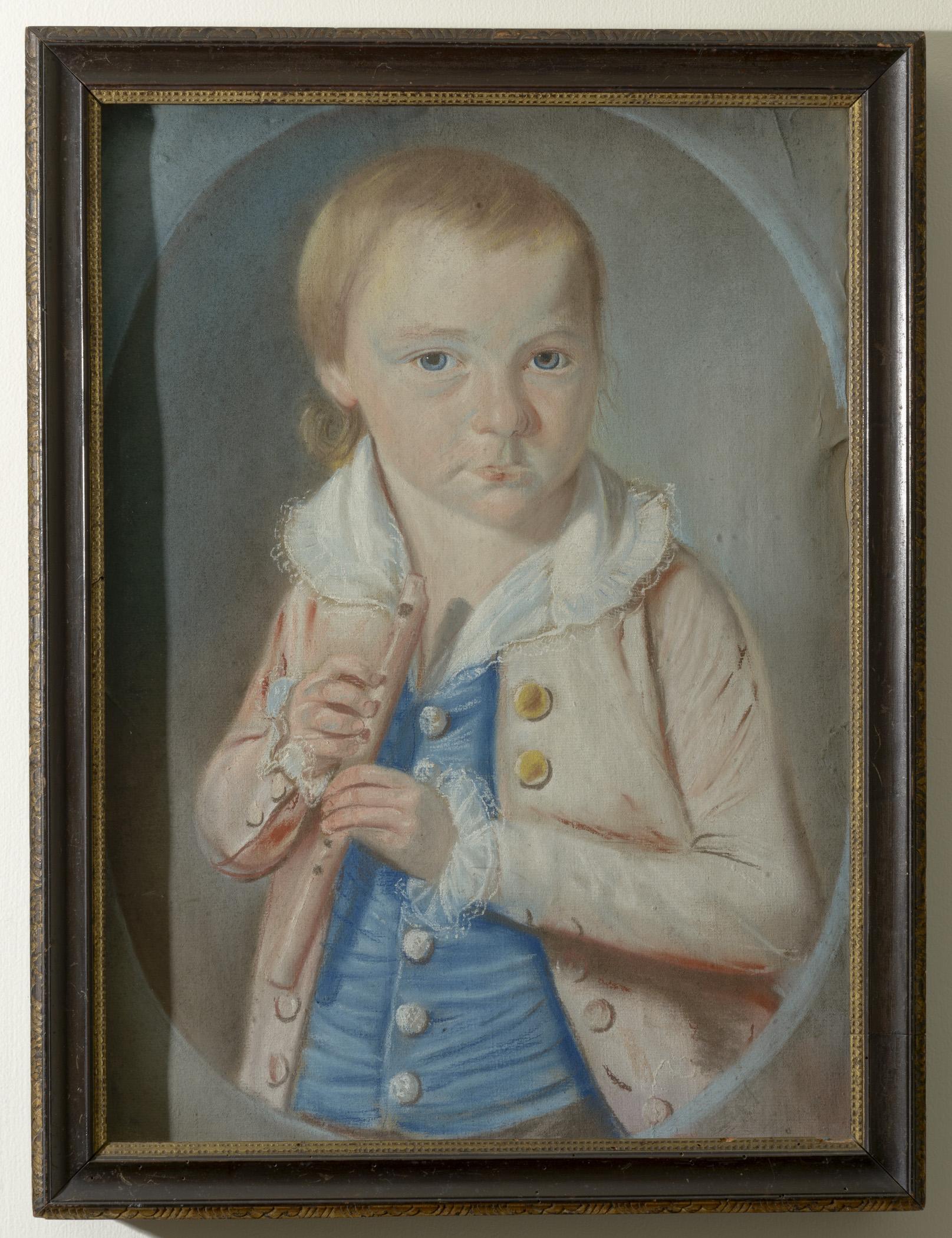 1957.1145 A Pastel, B Frame, view 2, raking light