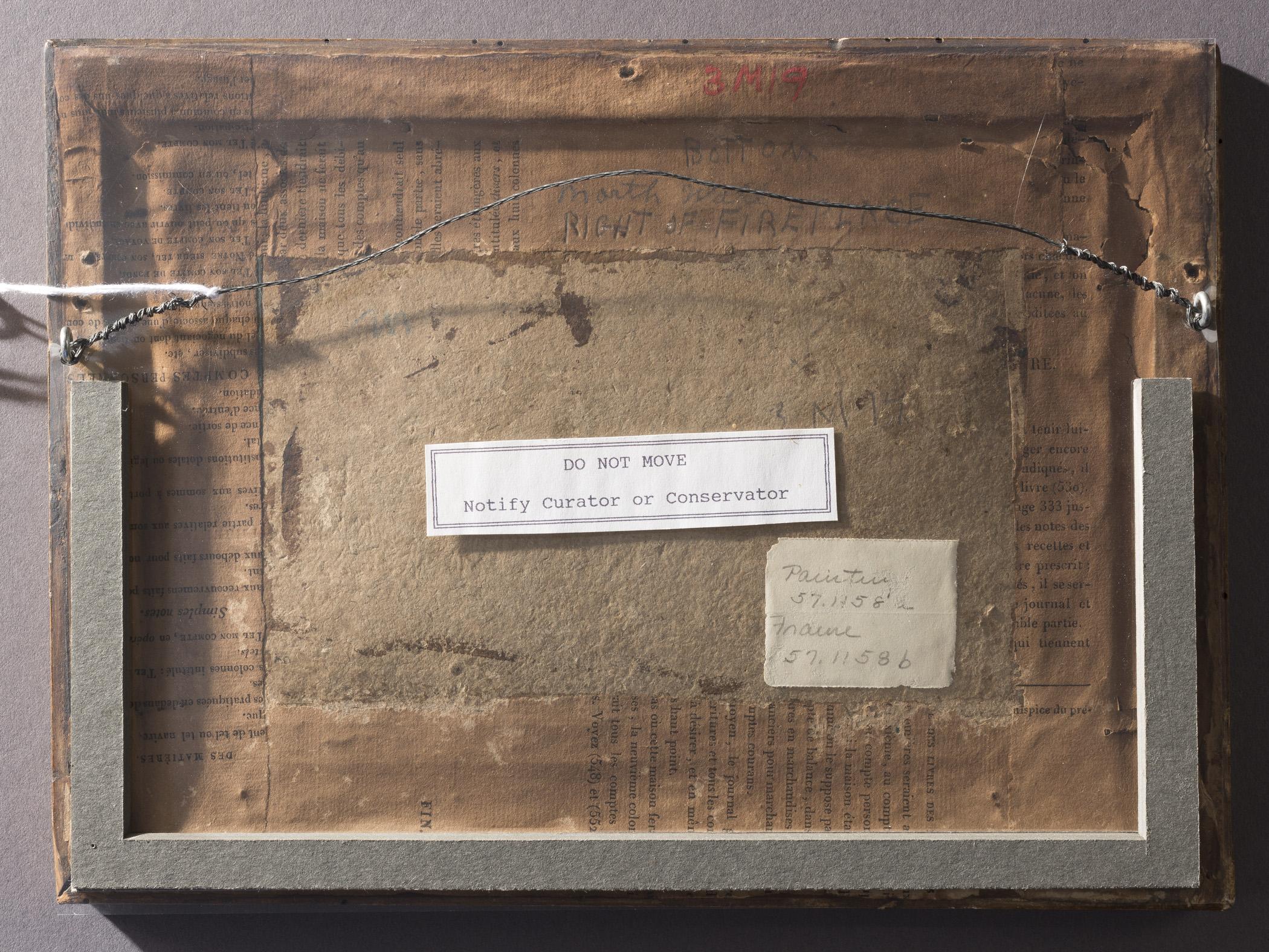 1957.1158 A Drawing, B Frame, view 4, reverse, raking light